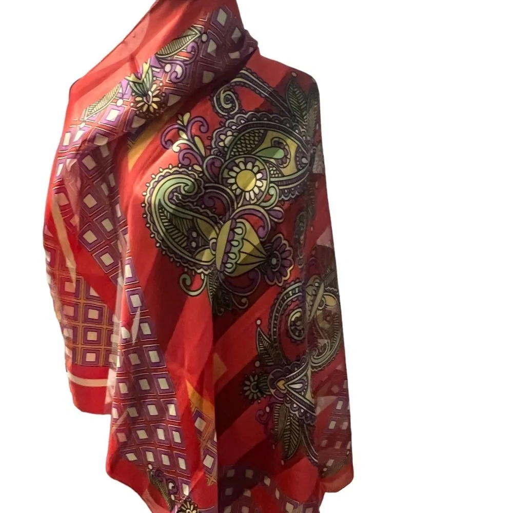 Unbranded‎ Floral Muti Geometric Paisley Square Scarf